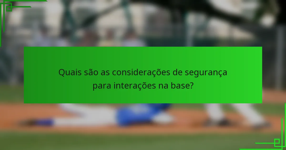 Quais são as considerações de segurança para interações na base?