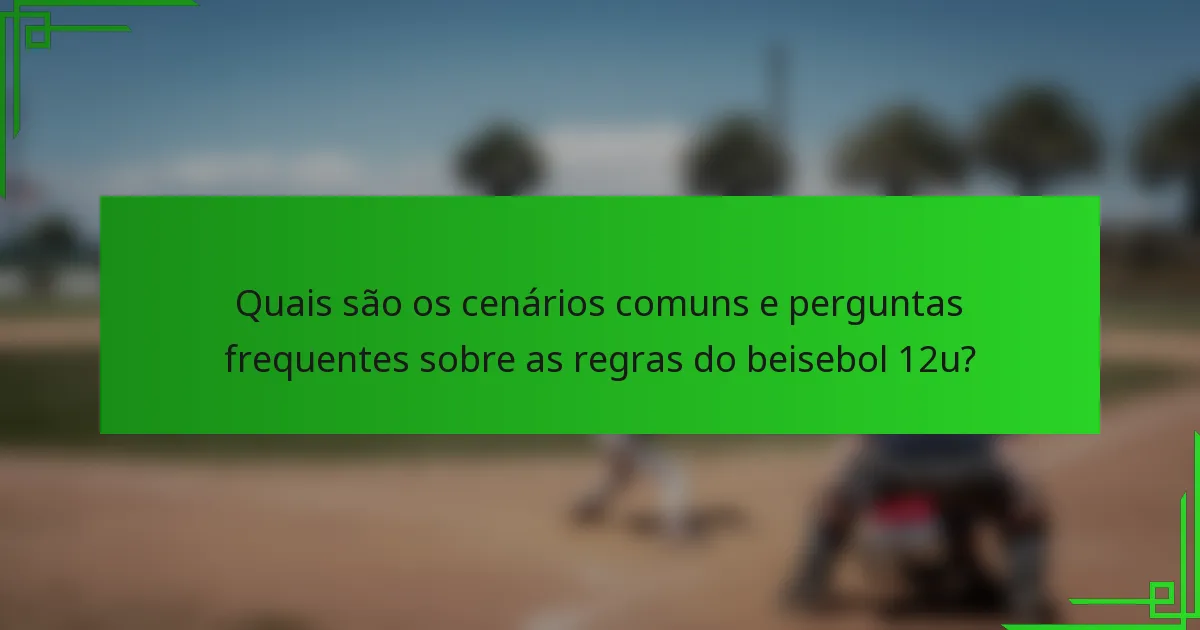 Quais são os cenários comuns e perguntas frequentes sobre as regras do beisebol 12u?