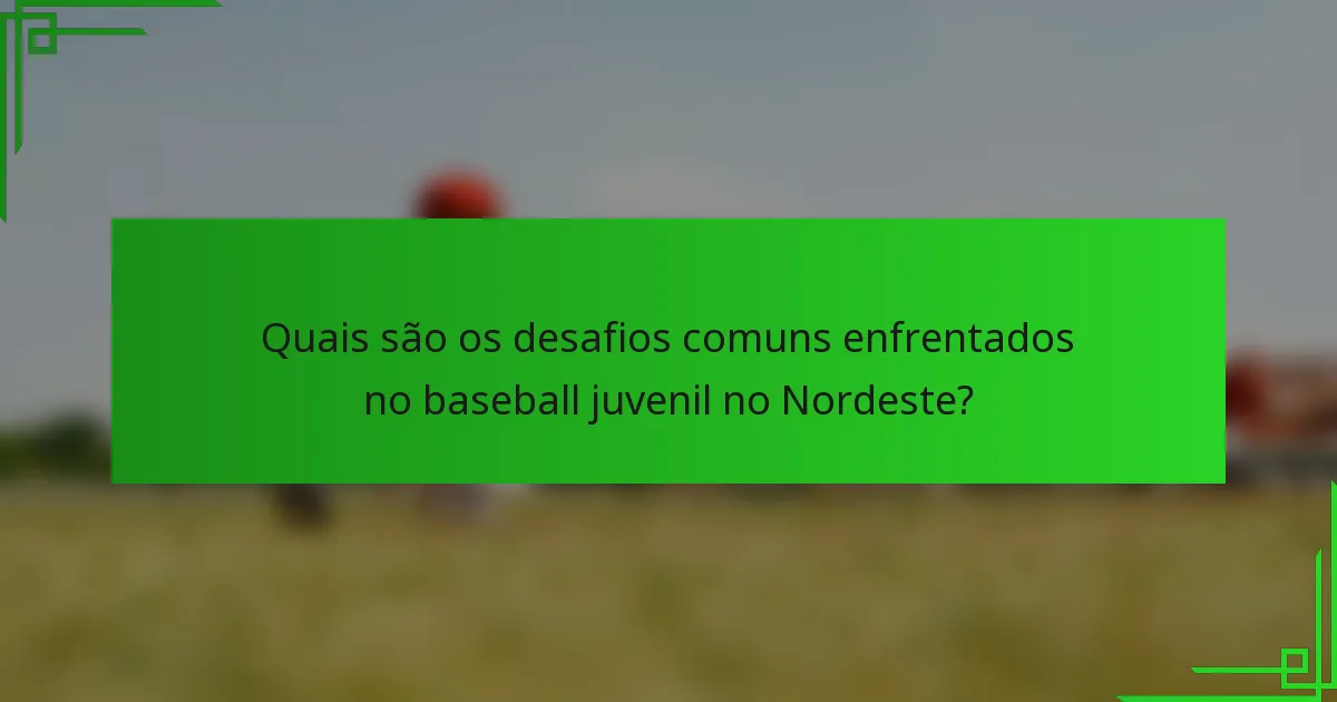 Quais são os desafios comuns enfrentados no baseball juvenil no Nordeste?
