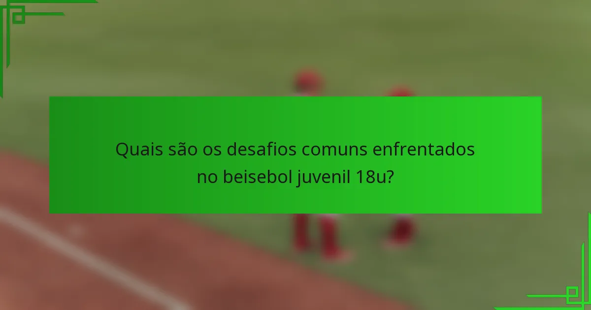 Quais são os desafios comuns enfrentados no beisebol juvenil 18u?